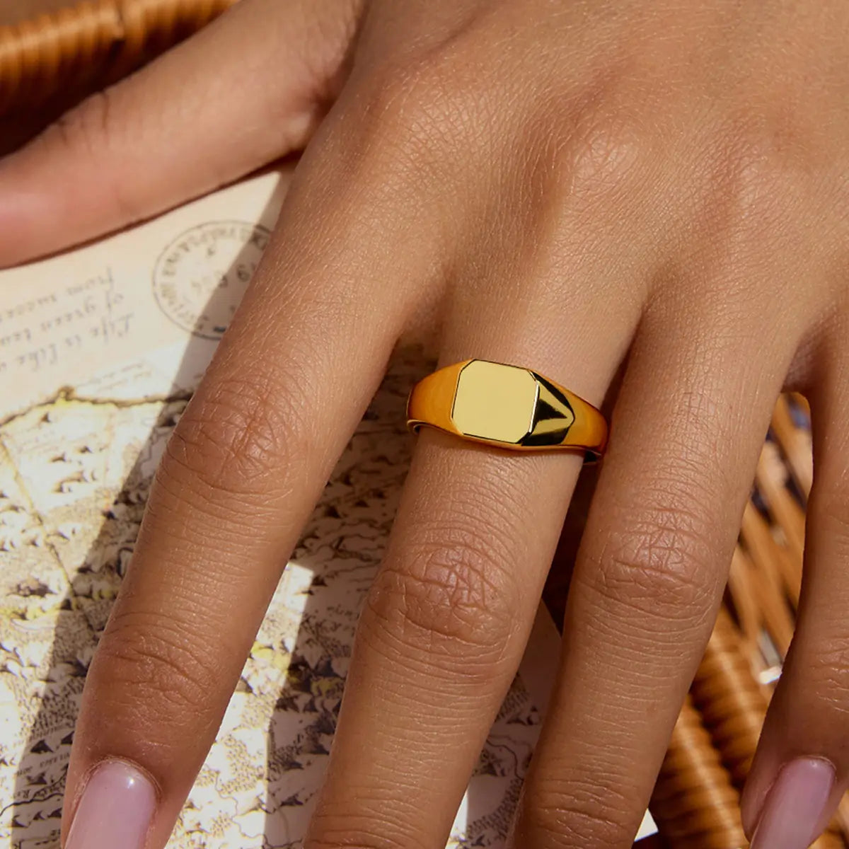 Double Color Plated Stainless Steel Polish Ring