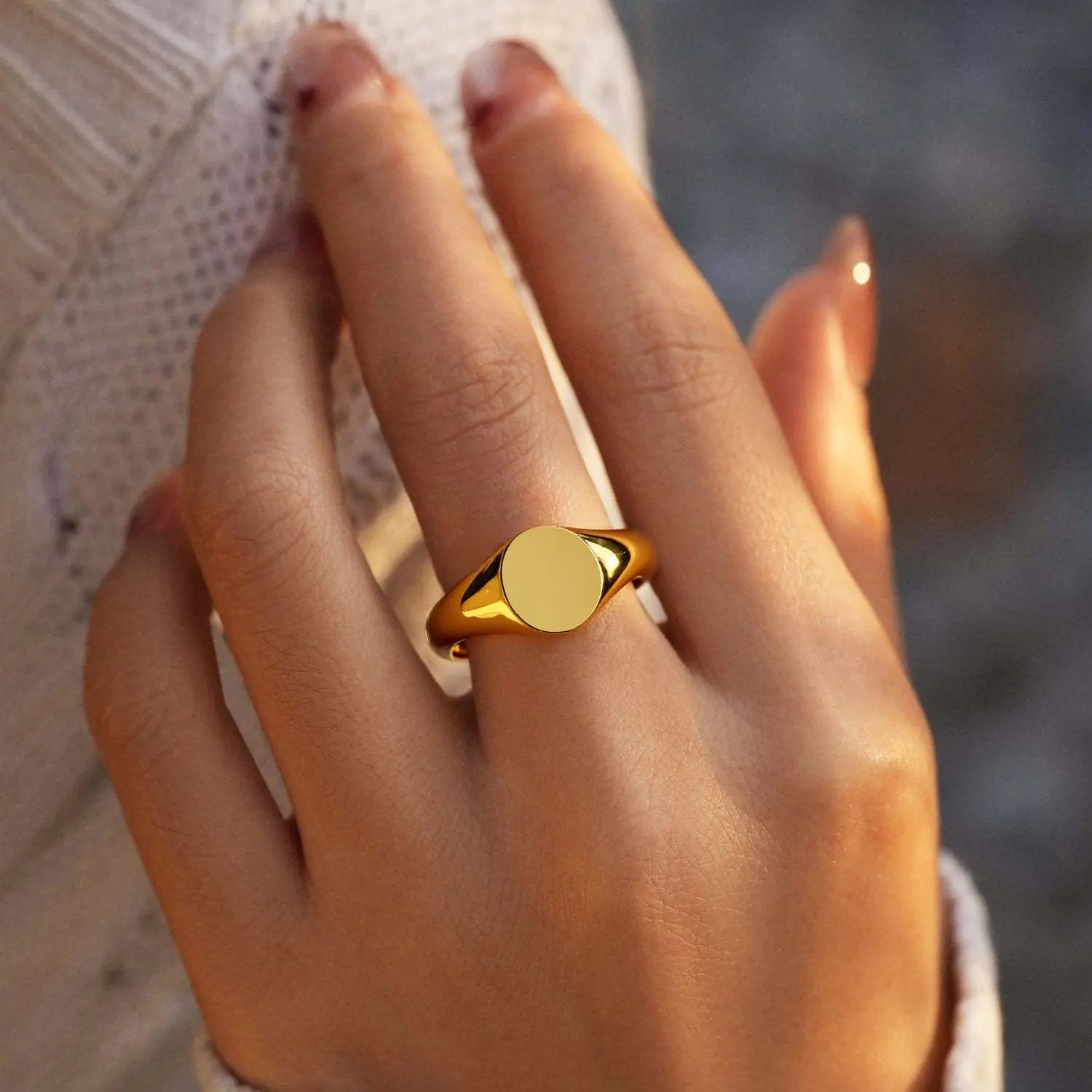 18k Gold-plated Stainless Steel Circle Plain Rings