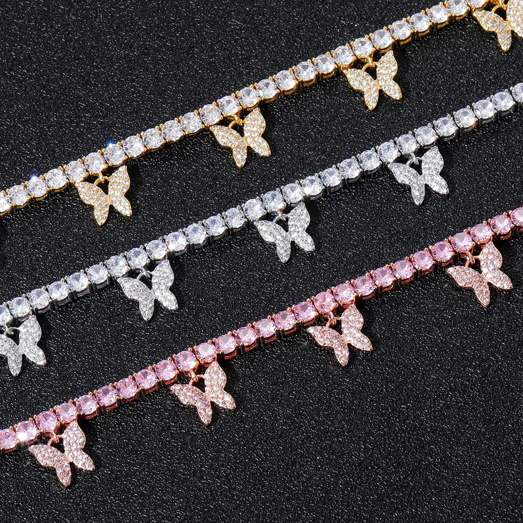 4mm Single-Row Butterfly Zirconia Necklace