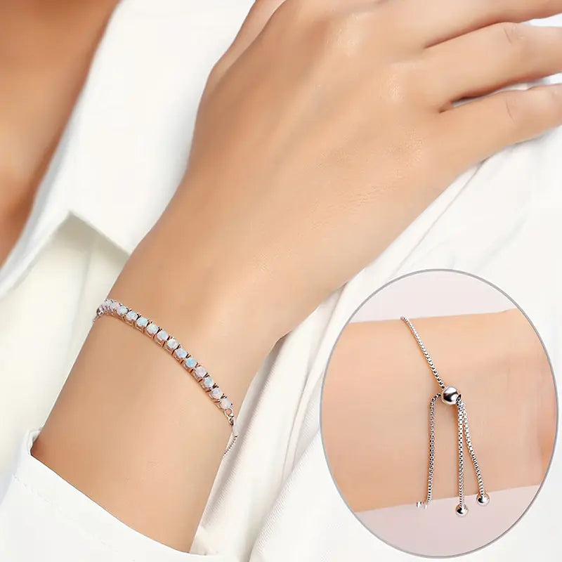 Fashion Style Simple Brass Opal Adjustable Bracelet