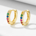 Fashion 925 Sterling Silver Colorful CZ Hoop Earrings