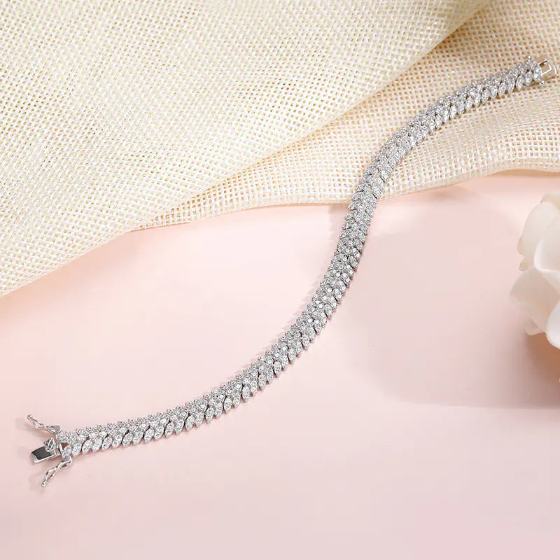 7mm Brass CZ Tennis Chain Bracelet