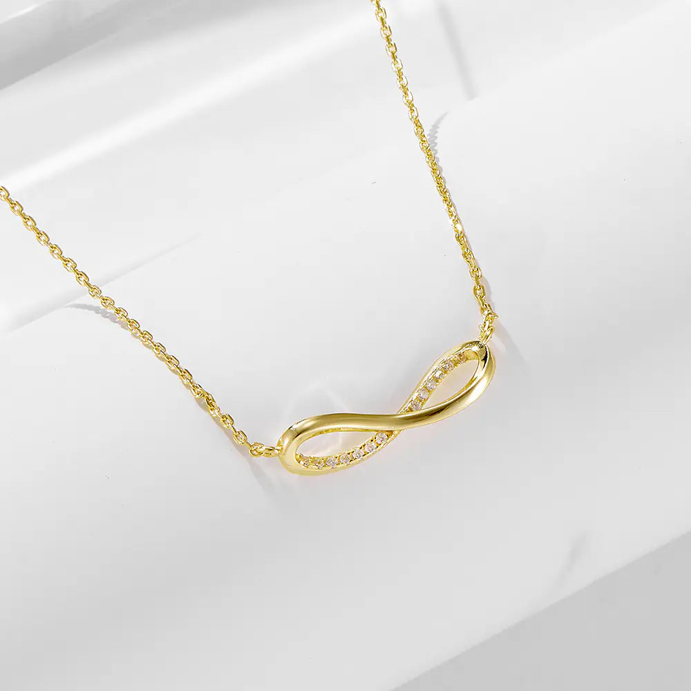 Fashion S925 Sterling Silver CZ Infinity Necklace