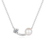 S925 Sterling Silver Freshwater Pearl Moissanite Necklace