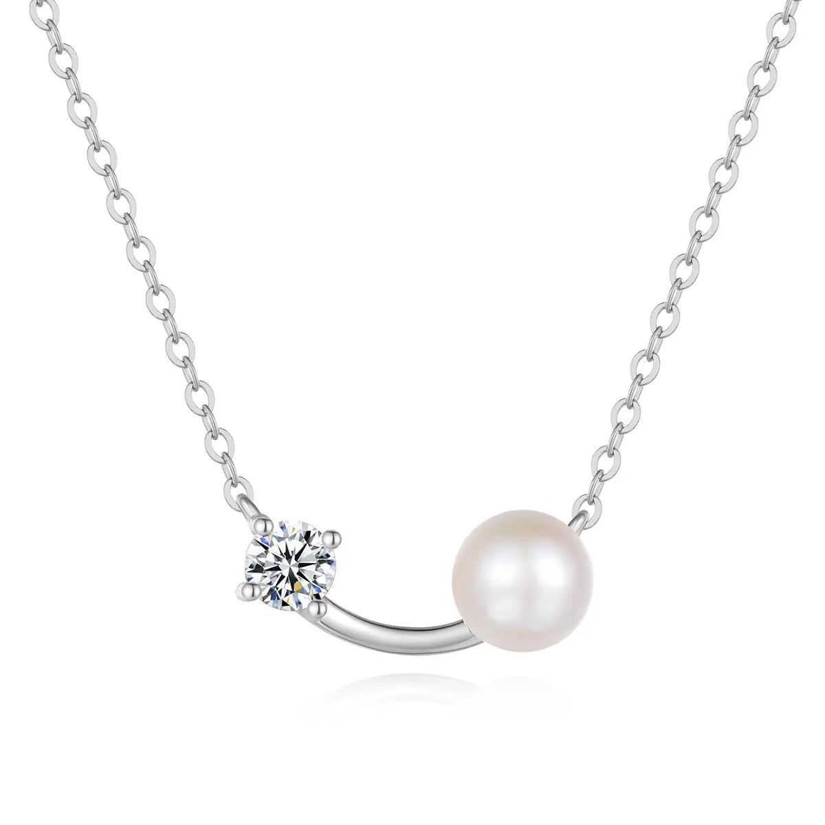 S925 Sterling Silver Freshwater Pearl Moissanite Necklace