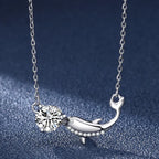 New S925 Silver 1ct Moissanite Dolphin Necklace