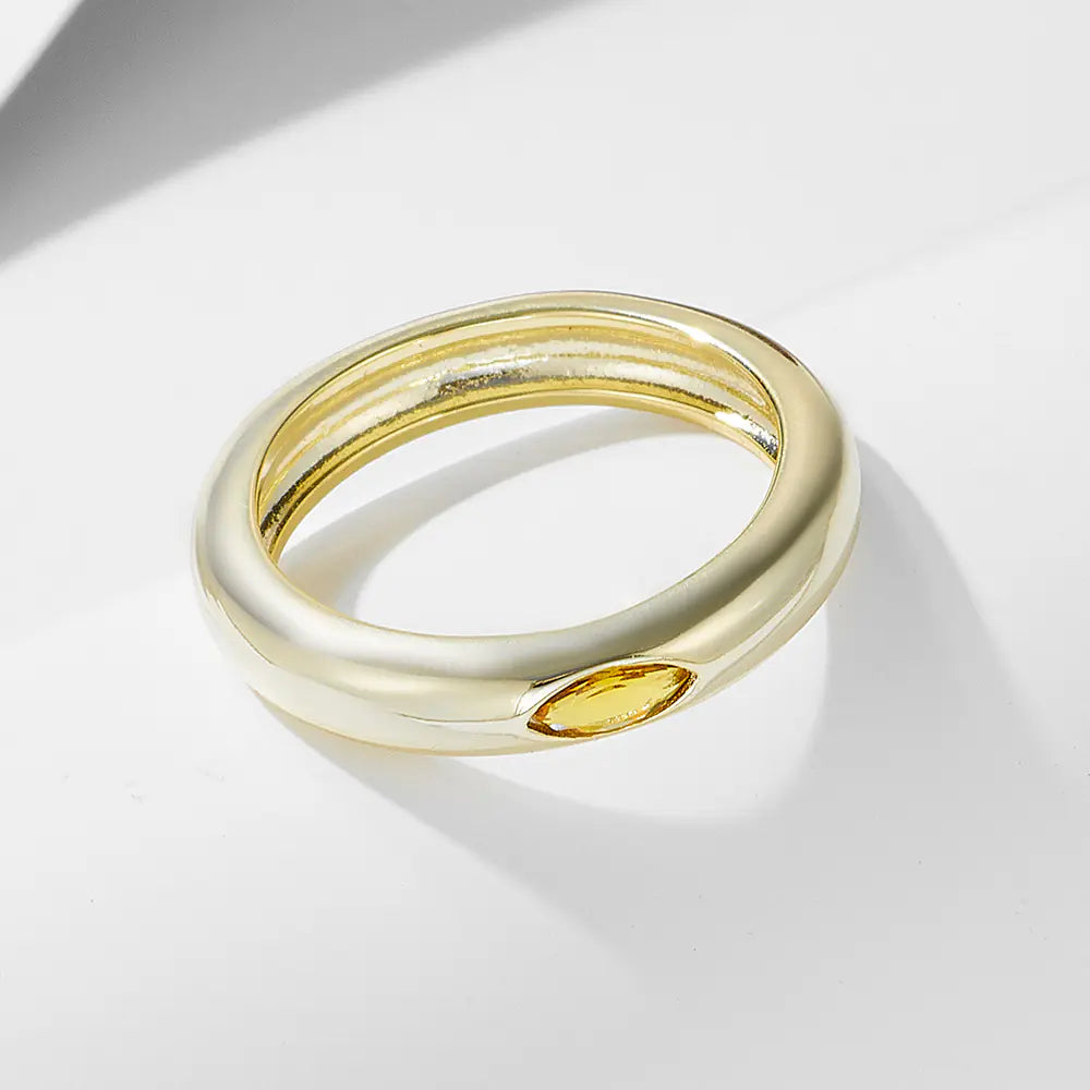 New Trendy S925 Silver Yellow CZ Ring