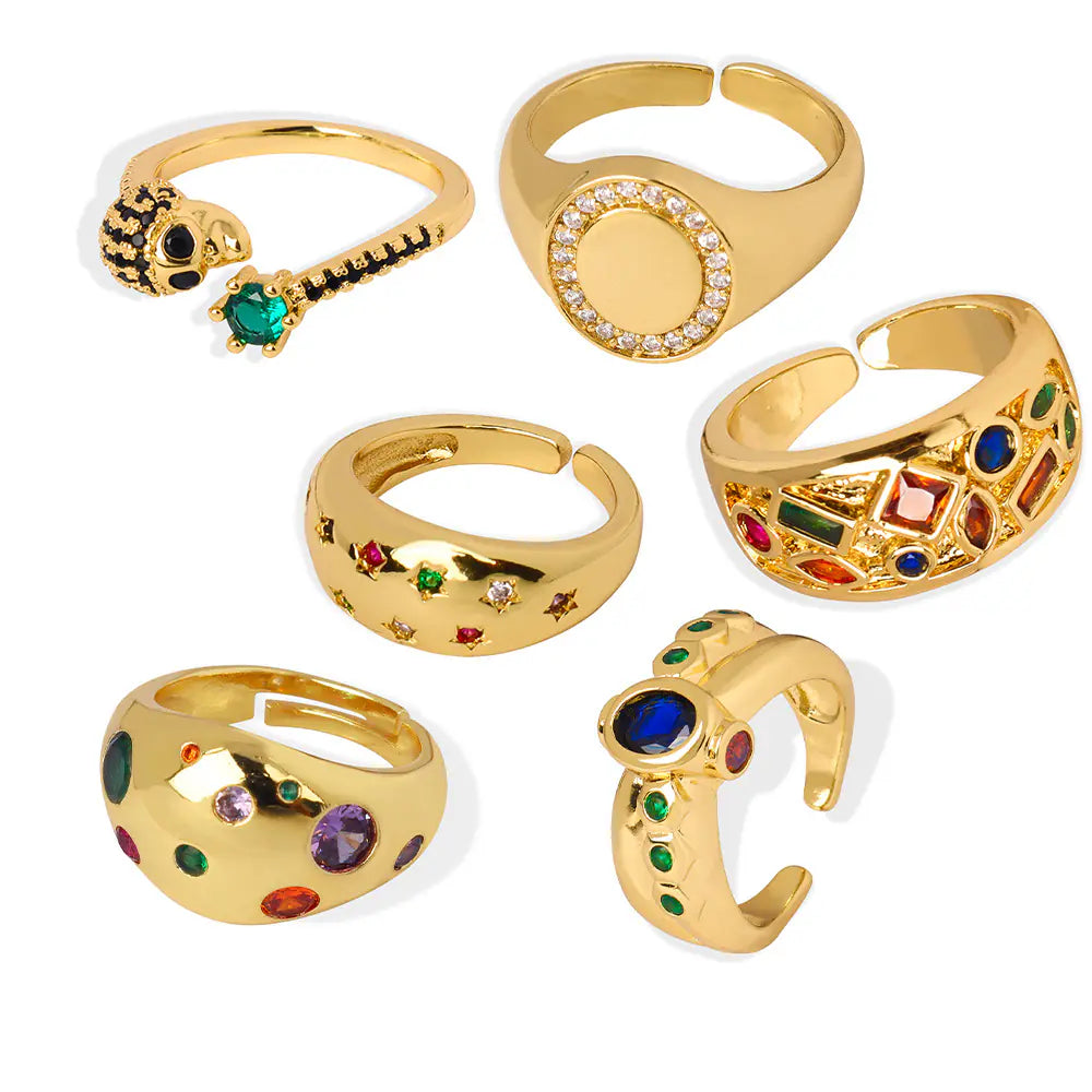 New Gold Plated Brass Rainbow CZ Ring