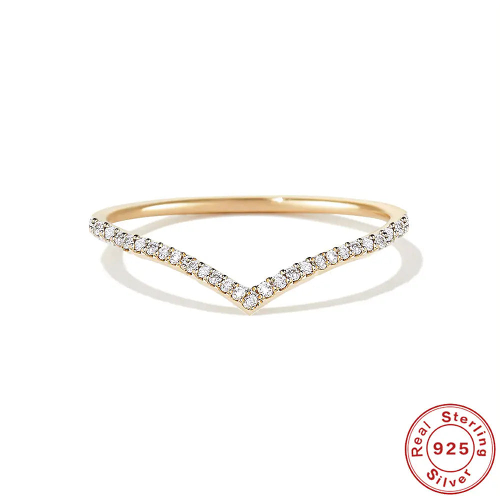 Hot-selling 925 Sterling Silver Moissanite V Ring