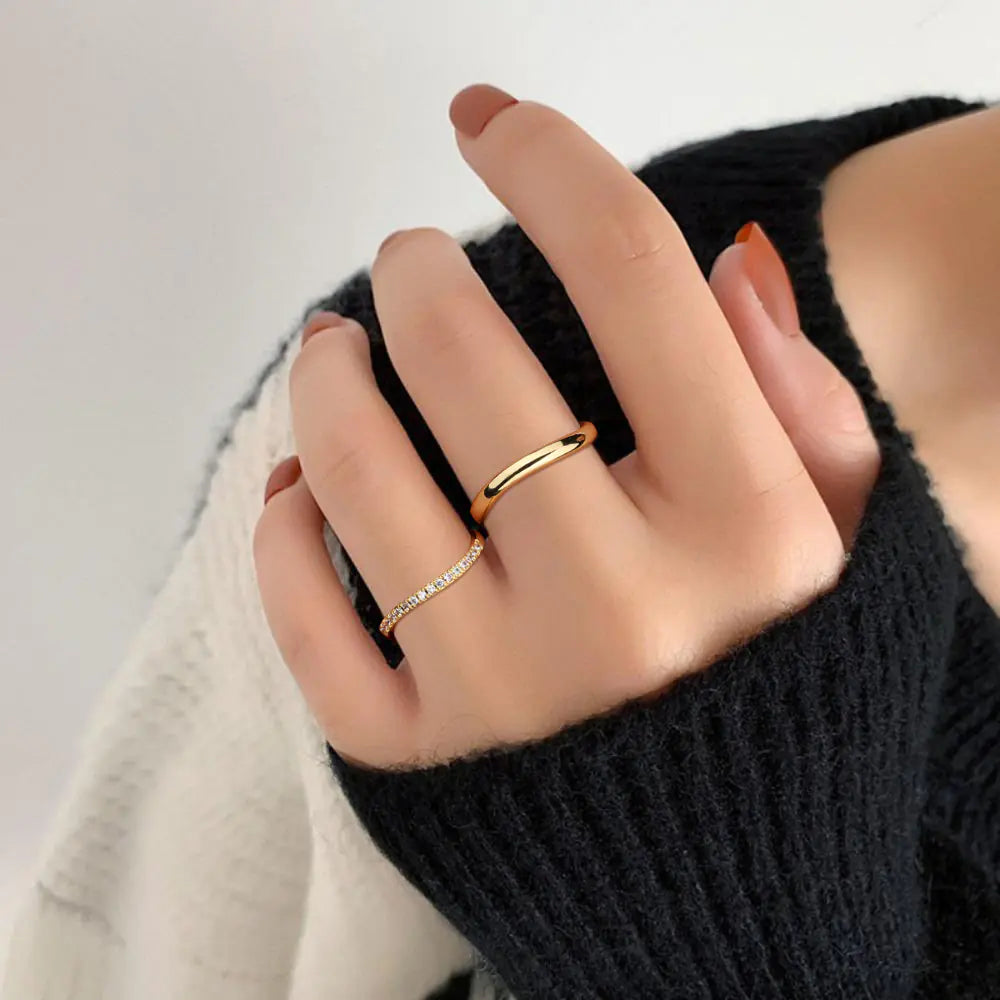 Trendy 925 Sterling Silver CZ Adjustable Rings