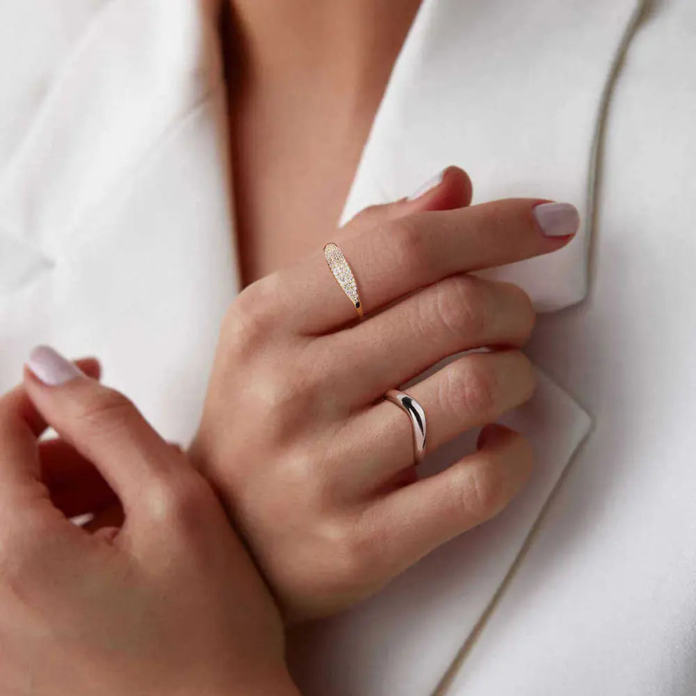 Fashion 925 Sterling Silver Iced Opening Ring