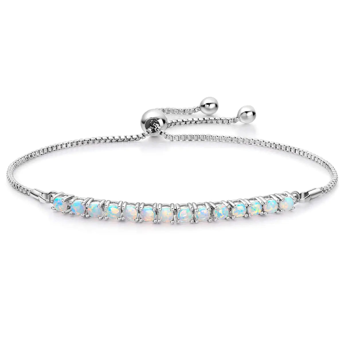 Fashion Style Simple Brass Opal Adjustable Bracelet