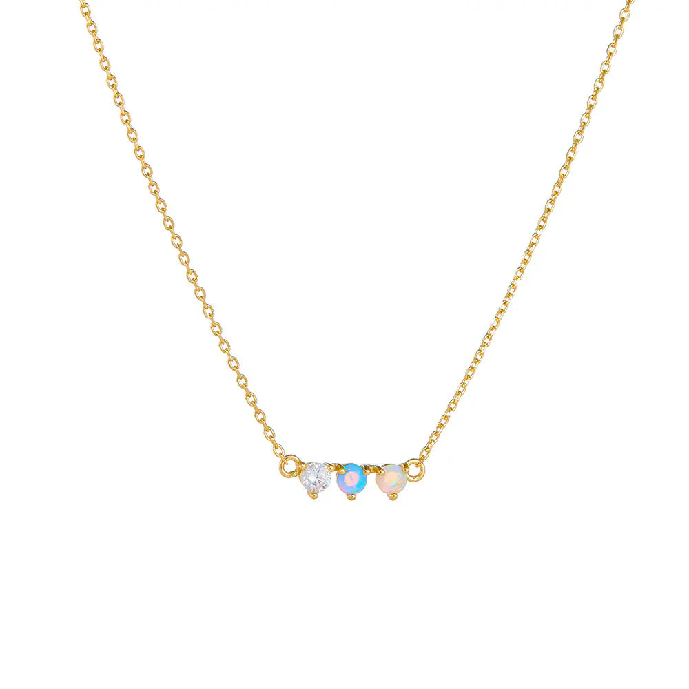 Colored Opal S925 Sterling Silver Chain Necklace