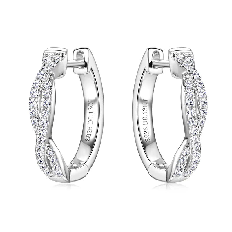 Fashion S925 Silver Moissanite Hoop Earrings
