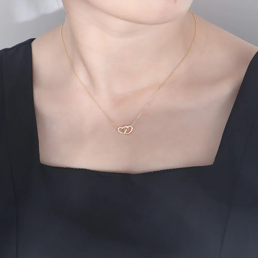 925 Sterling Silver Heart CZ Chain Necklace