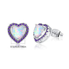 New Arrival Brass Heart Opal Stud Earrings