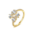 Fashion 11mm Flower Adjustable Brass CZ Ring