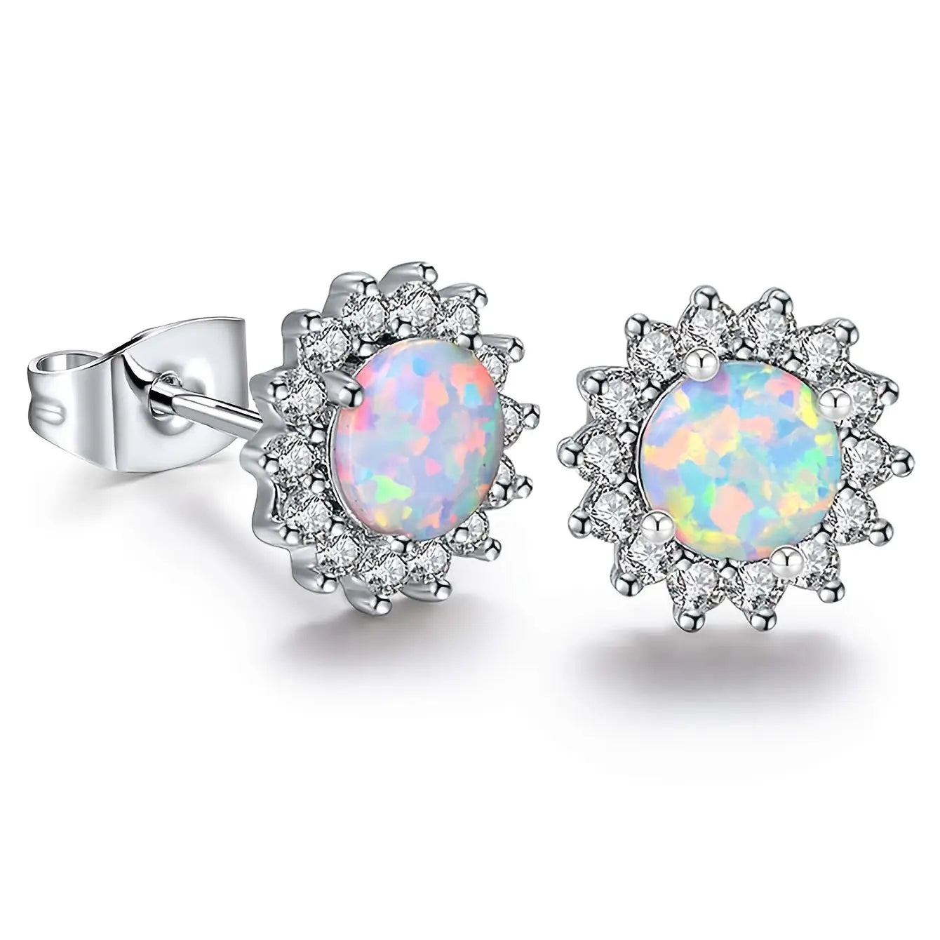 New Arrival Sunflower Brass Opal Stud Earrings