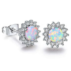 New Arrival Sunflower Brass Opal Stud Earrings