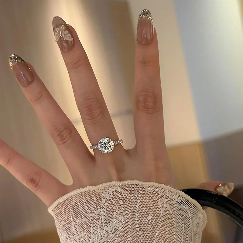 925 Sterling Silver Moissanite Engagement Rings