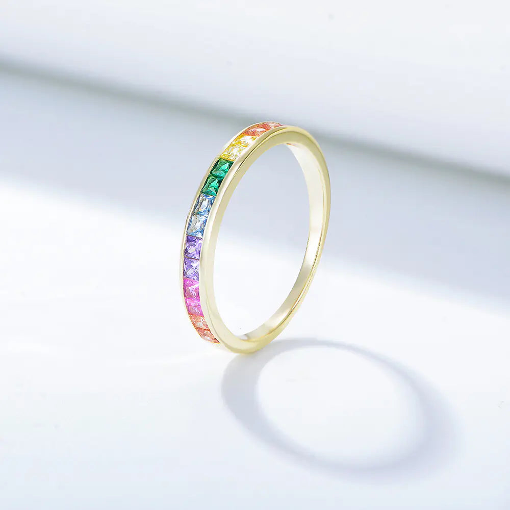 925 Sterling Silver Colored Cubic Zircon Ring
