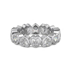 Brass Iced Out CZ Heart Eternity Band Rings