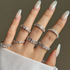 Brass Iced Out CZ Heart Eternity Band Rings