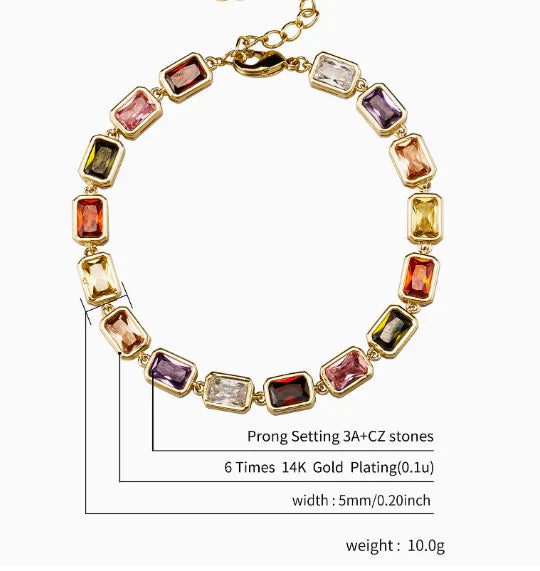 Fashionable and Colorful Square Candy Cuban Bracelet Chain
