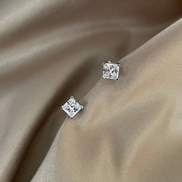 S925 Silver Stylish Princess Square-Shaped Earrings