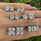 S925 Silver Stylish Princess Square-Shaped Earrings