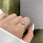 New S925 Silver Pink Heart-shaped Ring