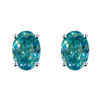 Irregular Blue-Green Oval Moissanite 925 Sterling Silver Earrings