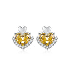 Stylish Heart-shaped High Carbon Diamond Stud Earrings