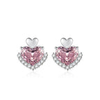 Stylish Heart-shaped High Carbon Diamond Stud Earrings