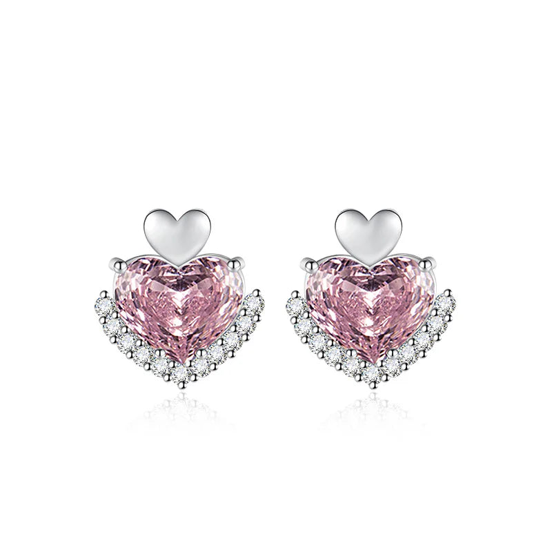 Stylish Heart-shaped High Carbon Diamond Stud Earrings