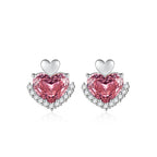 Stylish Heart-shaped High Carbon Diamond Stud Earrings