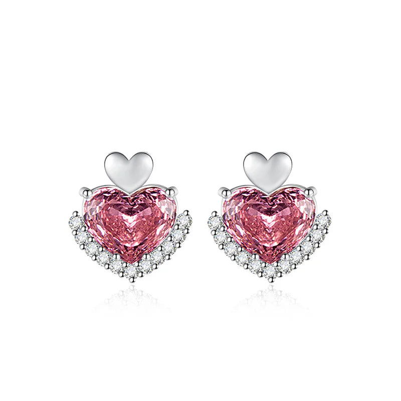 Stylish Heart-shaped High Carbon Diamond Stud Earrings