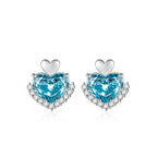 Stylish Heart-shaped High Carbon Diamond Stud Earrings