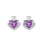 Stylish Heart-shaped High Carbon Diamond Stud Earrings
