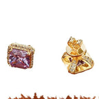 Square Purple Cubic Zirconia Stud Earrings