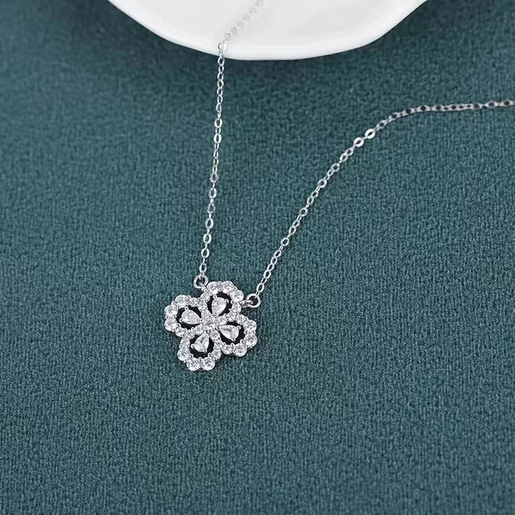 925 Sterling Silver Four Leaf Clover Necklace