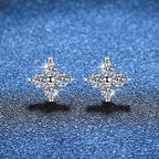 New S925 Silver Four-leaf Clover Stud Earrings