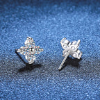 New S925 Silver Four-leaf Clover Stud Earrings