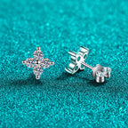 New S925 Silver Four-leaf Clover Stud Earrings