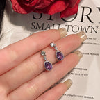 S925 Sterling Silver Earrings with Amethyst Crystals