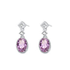 S925 Sterling Silver Earrings with Amethyst Crystals