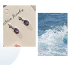 S925 Sterling Silver Earrings with Amethyst Crystals