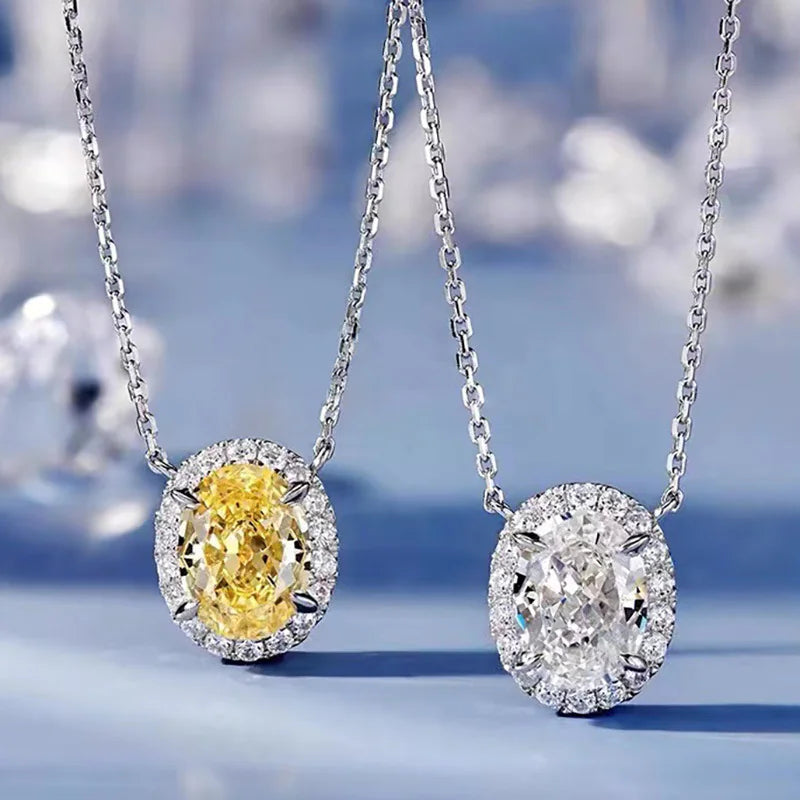 Oval Super Sparkling Cubic Zirconia Necklace