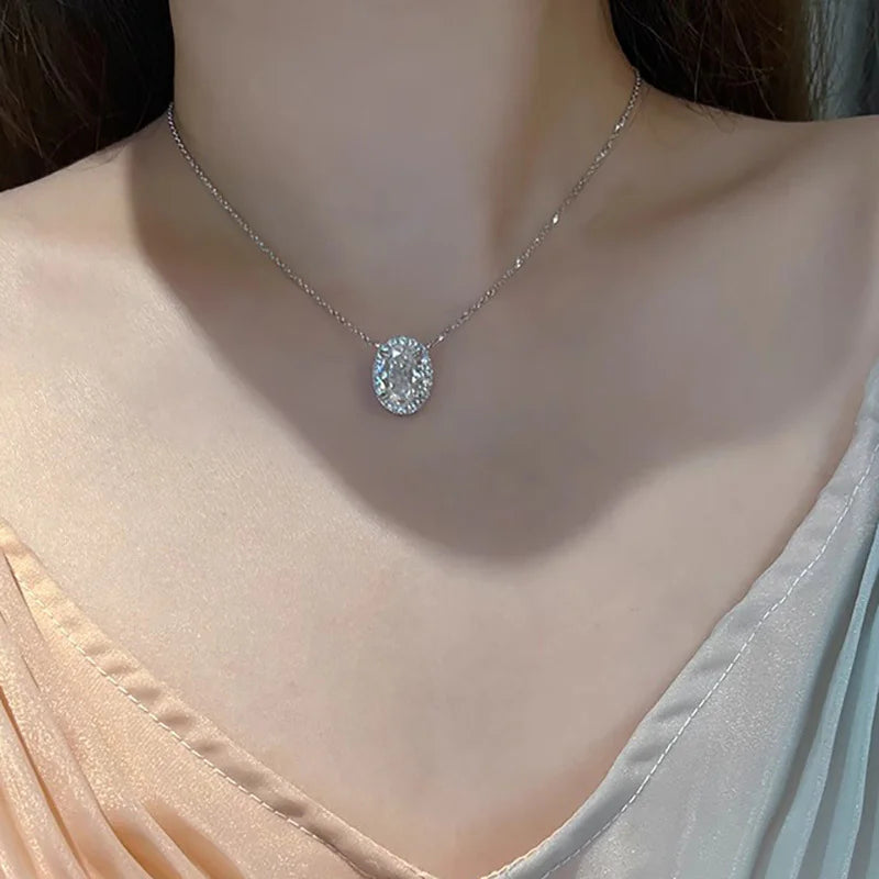 Oval Super Sparkling Cubic Zirconia Necklace