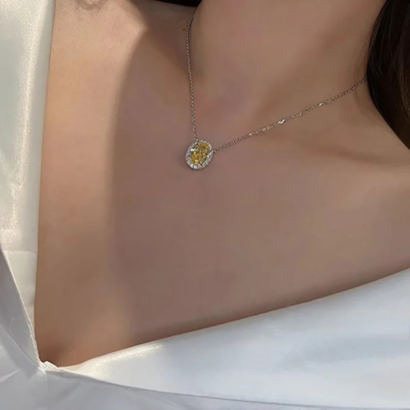 Oval Super Sparkling Cubic Zirconia Necklace